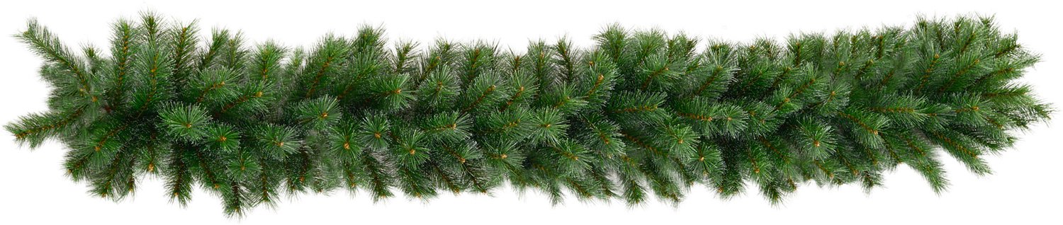 Kunstmatige kerstslinger met bloemdecoratie - kerstversiering voor binnen en buiten - op te hangen aan deur, trap of muur - creëert een warme feestelijke sfeer - 1,8 meter lang - 160 groene takjes voor een volle uitstraling