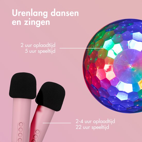 imoshion Sing & Shine Karaoke set - Speaker en 2 Microfoons - Candy Pink — afbeelding 4