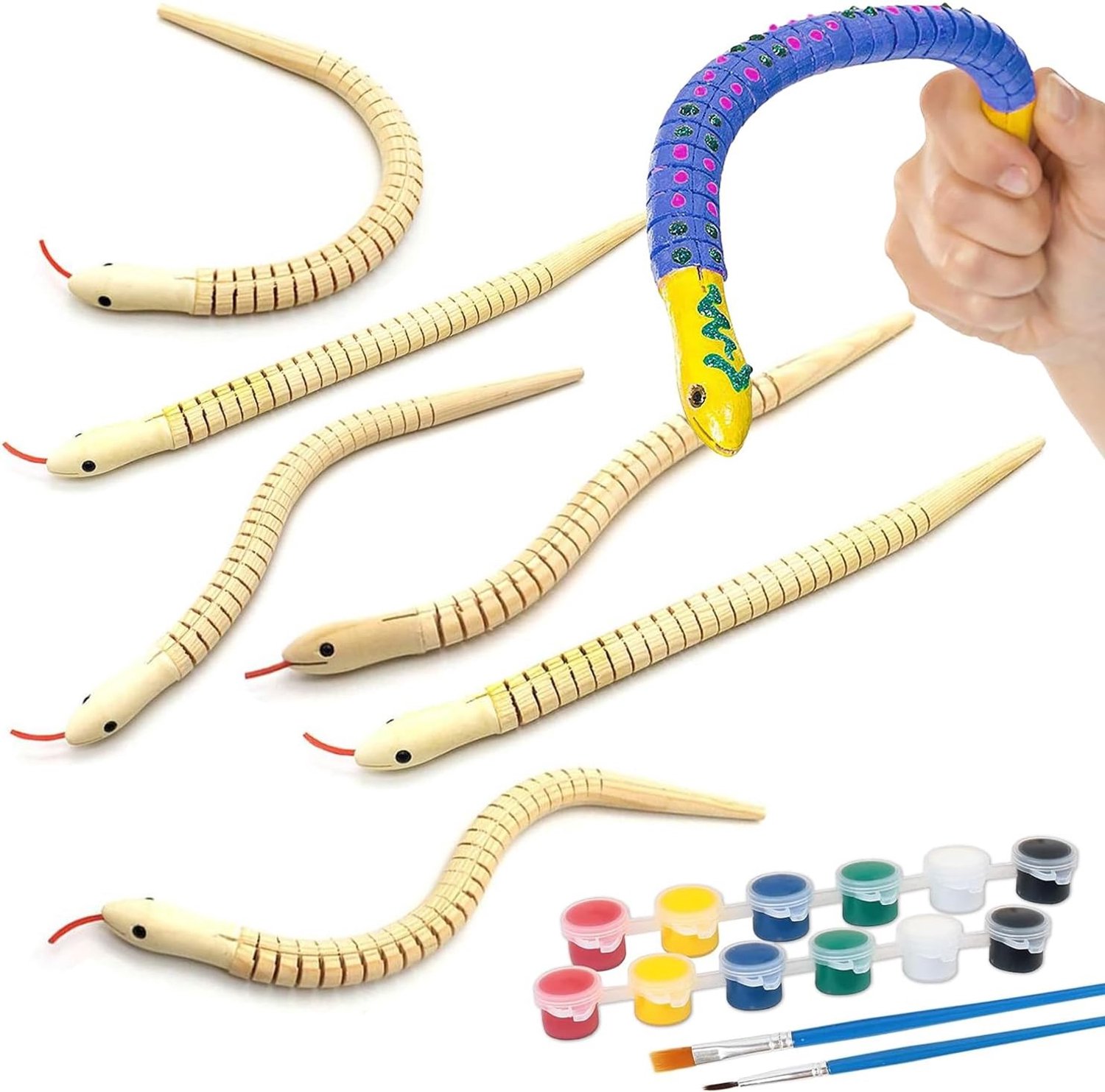 DIY Knutsel Houtbouwset - Houtkleur - 30 cm - Flexibele Slangen om te Schilderen - Voor Gezinsactiviteiten