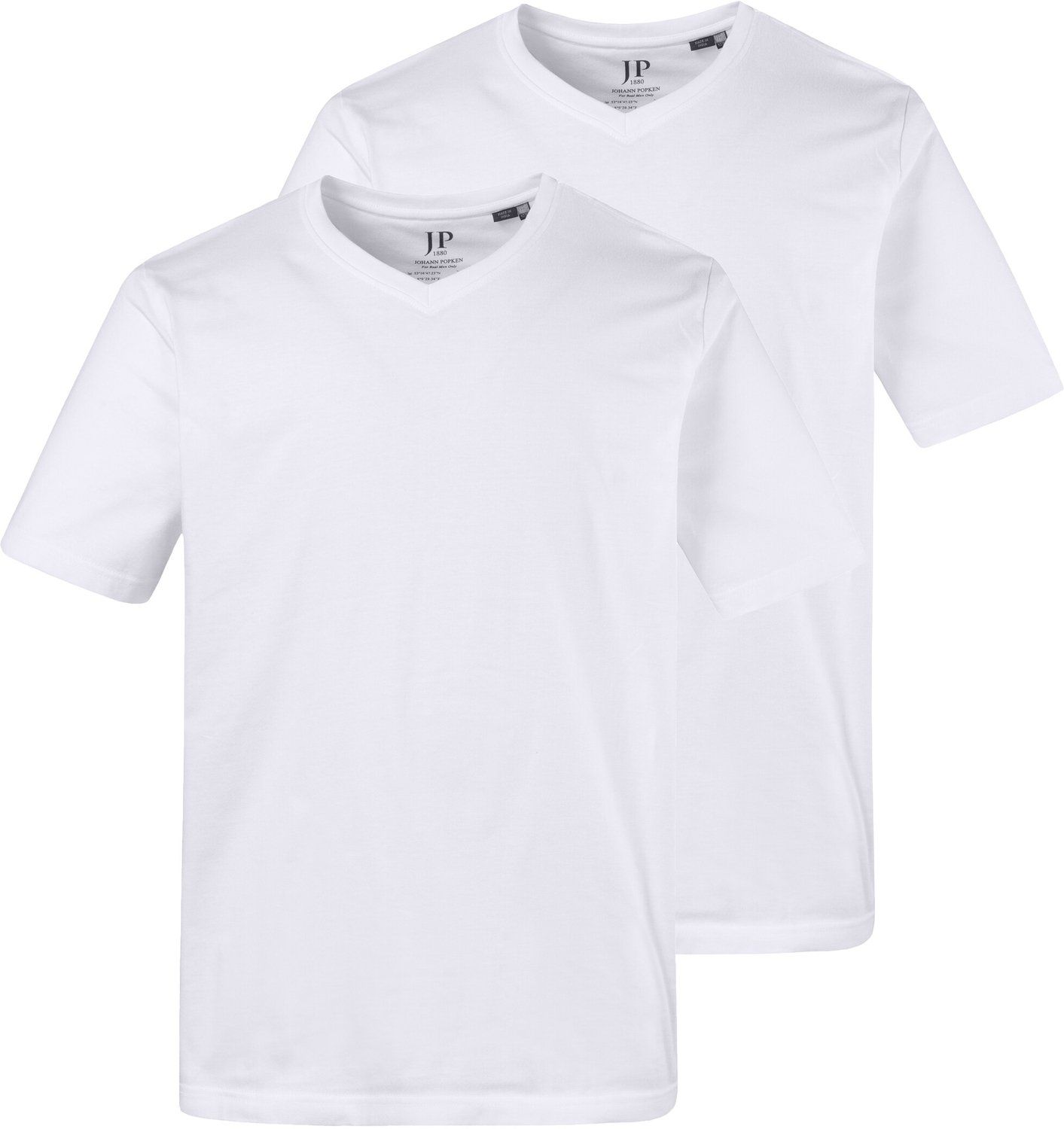 JP 1880 - Heren - T-shirts basic set van 2 V-hals korte mouwen - Sneeuwwit - Maat 8XL