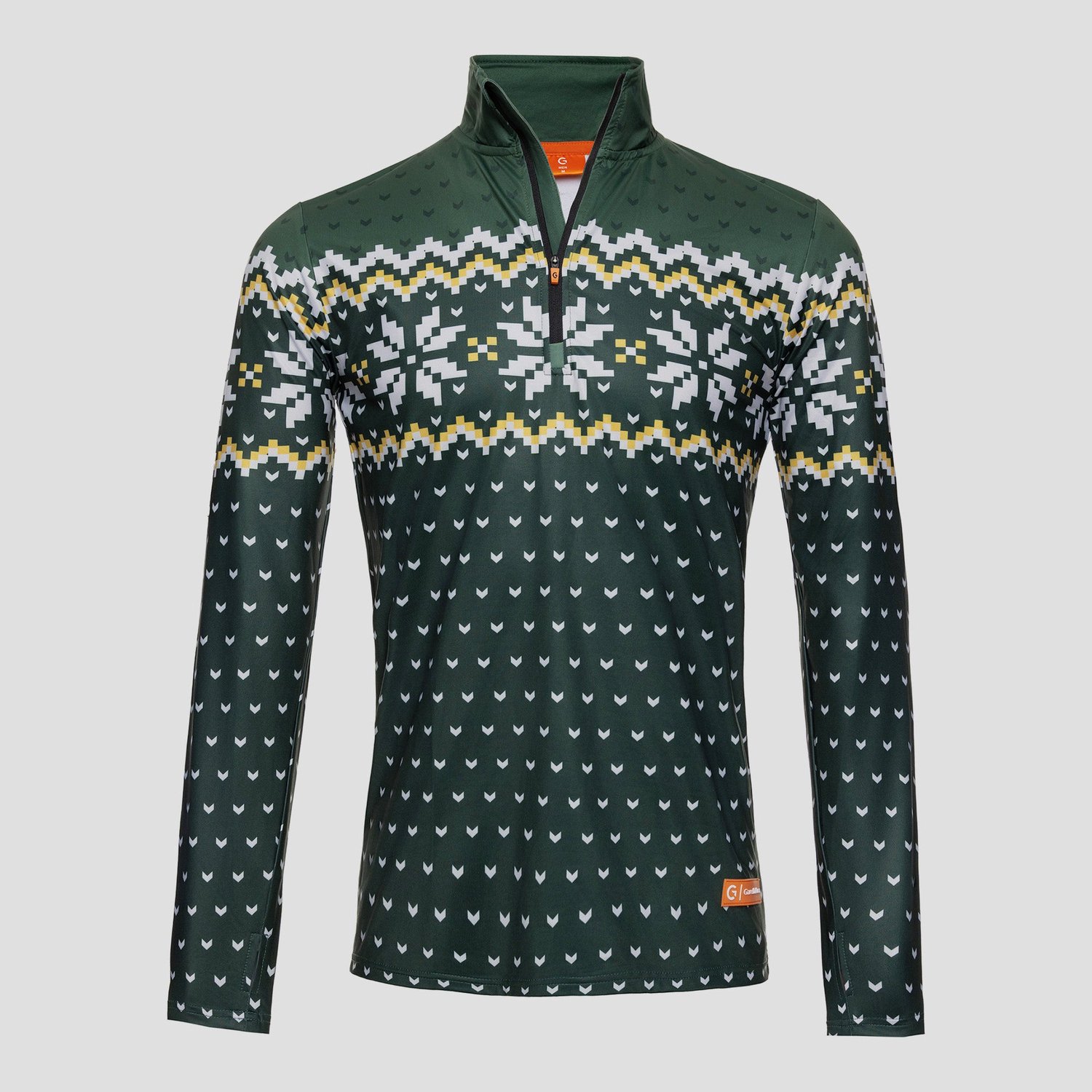 Gareth & Lucas EVO Skipully Nordic Dark – 100% Gerecycled Polyester Midlayer Sportshirt Wintersport Groen