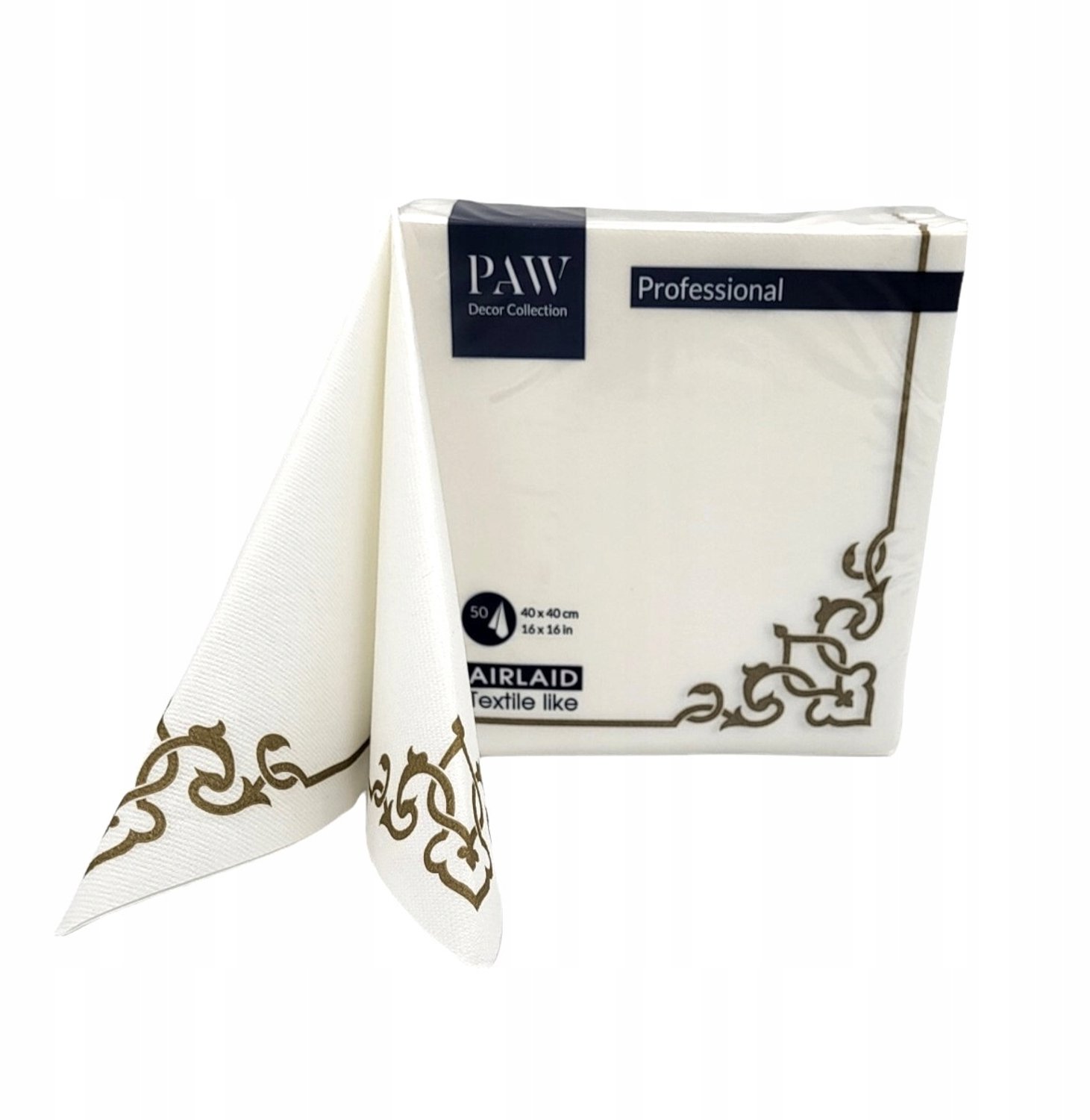 Luxe Servetten met Gouden Ornament - 40x40 cm - 50 stuks