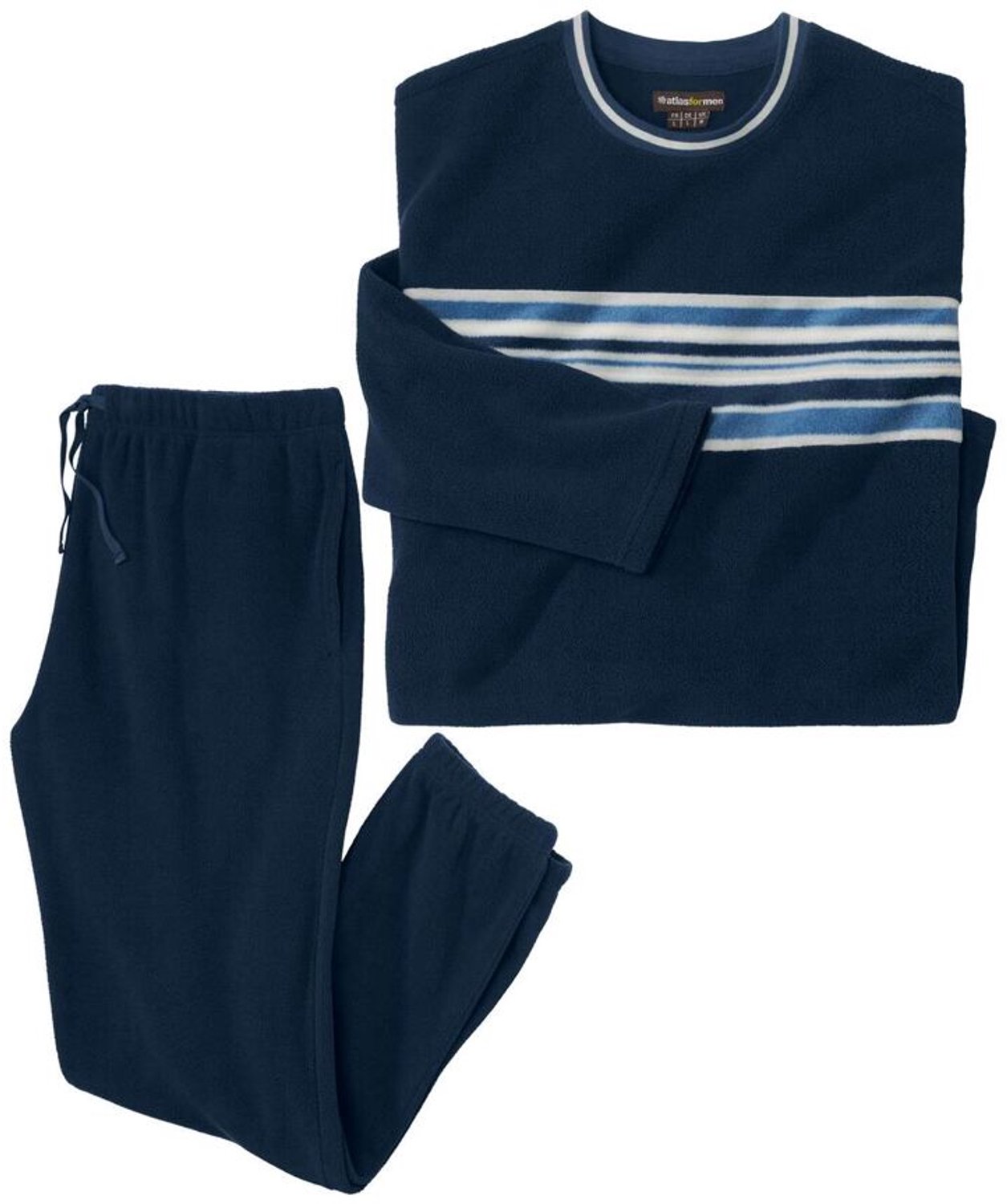 ATLAS FOR MEN - Marineblauwe microfleece pyjama - Heren - Verkrijgbaar in grote maten - 4XL