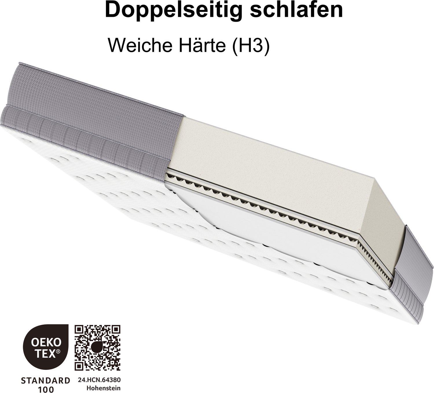 Pocketveringmatras 90x200 cm - 7 zones - 25 cm - OEKO-TEX