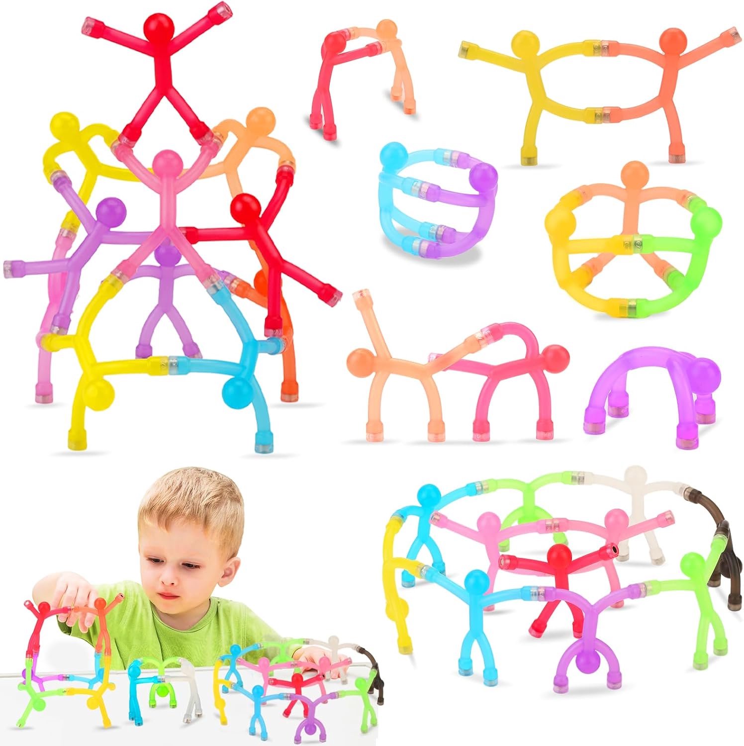 60 Stuks Buigbare Magnetische Poppetjes Speelgoed - Educatief Bouwspeelgoed En Stressverlichtend Fidget Speelgoed Voor Kinderen - Koelkastmagneten Voor Decoratie Van Koelkasten En Kasten