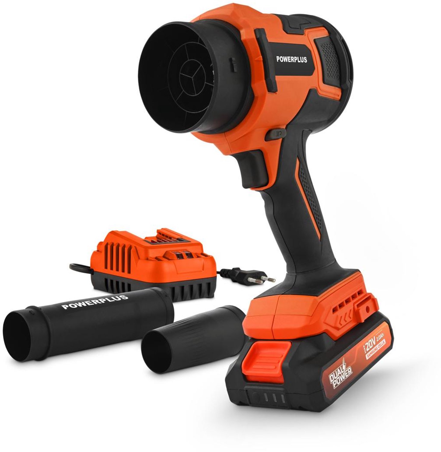 Powerplus Compacte turbo-blazer - Borsteloos 20 V, Batterij en lader