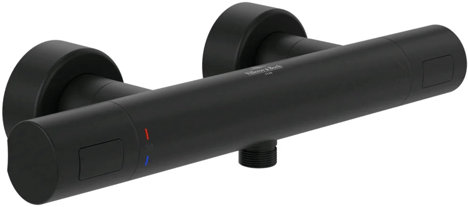 villeroy boch Villeroy & Boch Universal Taps & Fittings douchethermostaat, 317x104x65mm, TVS000017000, voor douche, rond, Matt Black, TVS000017000K5
