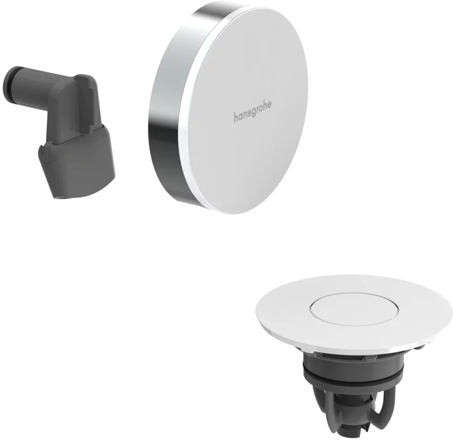 Hansgrohe Exafill - Bovenset voor badaf- en overloopsysteem met vulling, Push-Open, glanzend wit/chroom 58119000