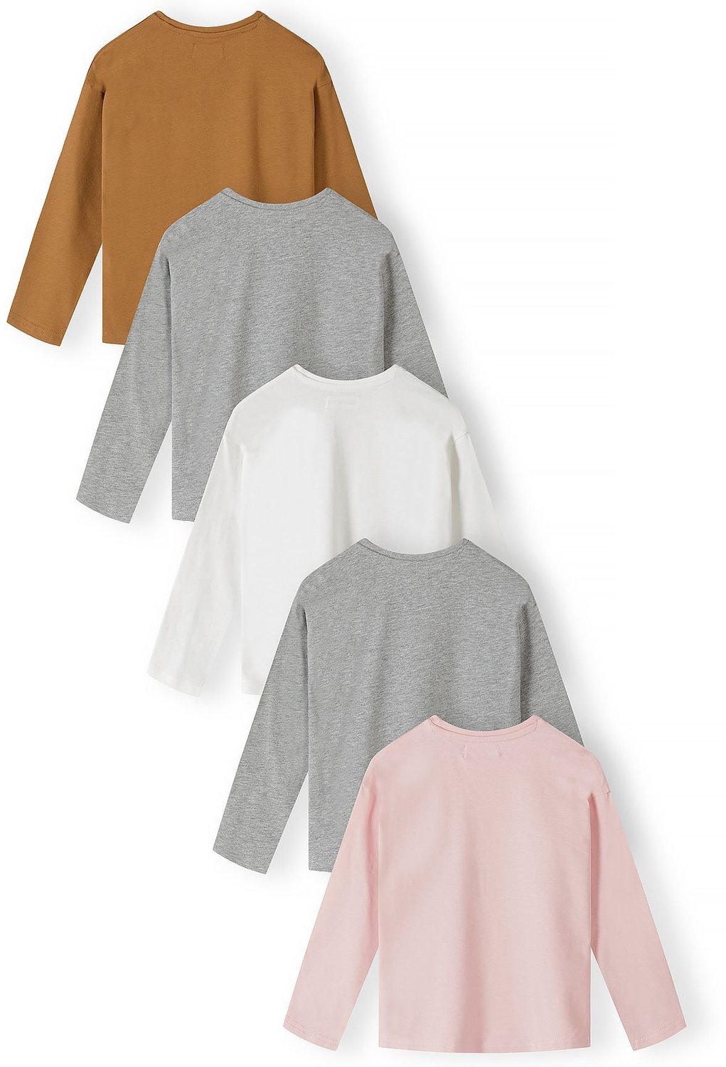 Minoti longsleeve meisjes – gekamd katoen – 5-pack – roze en crème