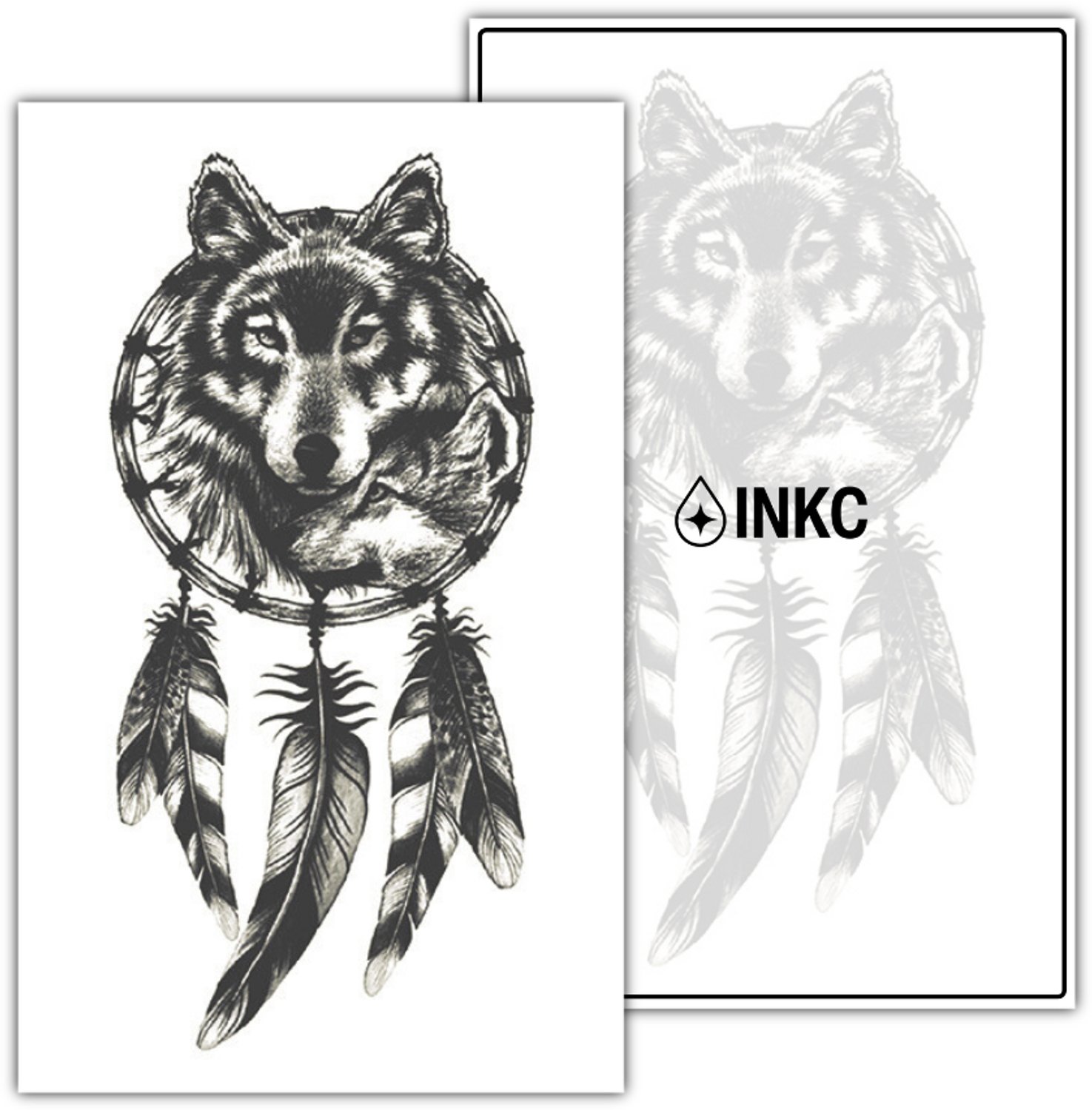 INKC - Tijdelijke Tattoo - Wolvendroom - Nep Tattoo - Plak Tattoos - Blijft tot 2 weken - 11 x 18cm