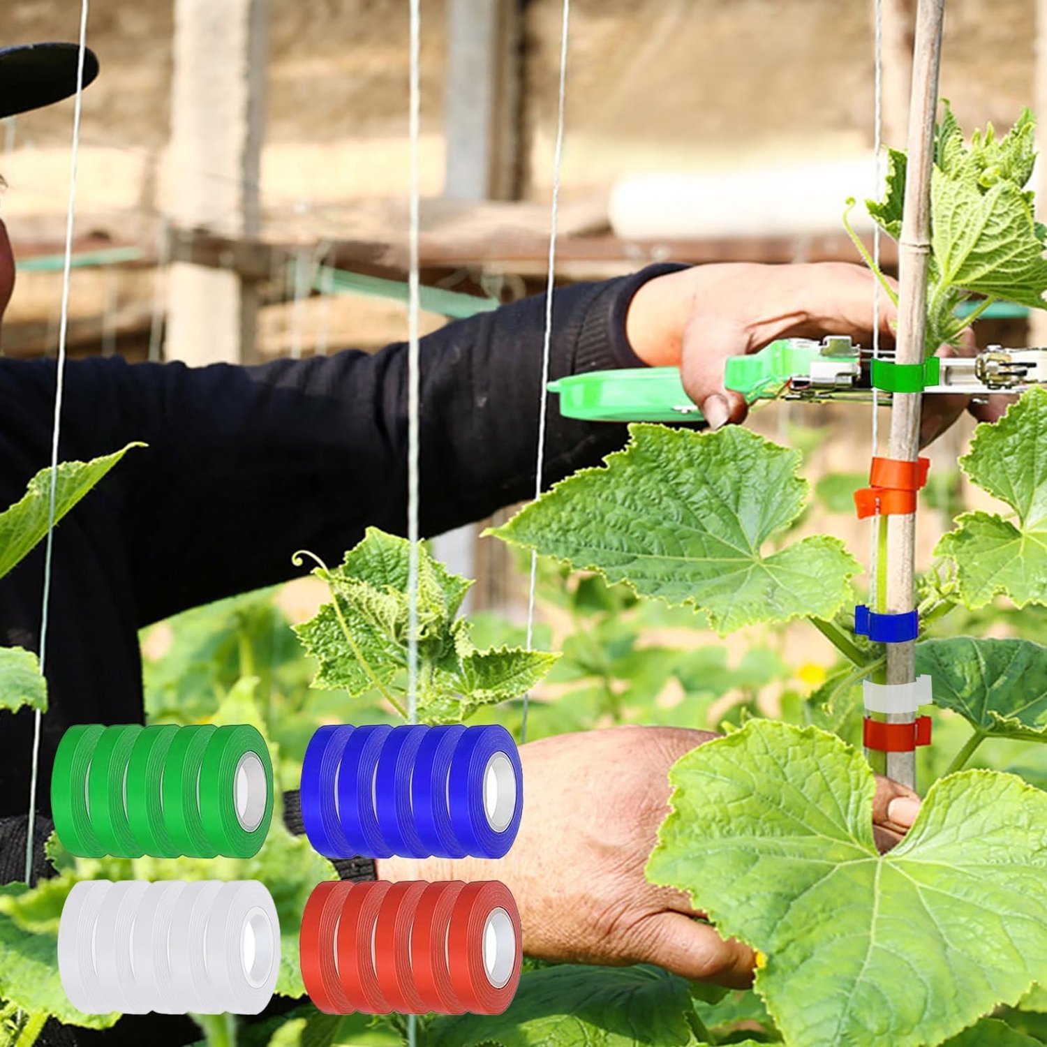 Famanu – Plant Tying Machine met 1 Doos Nietjes en 20 Rollen Tuinbindband