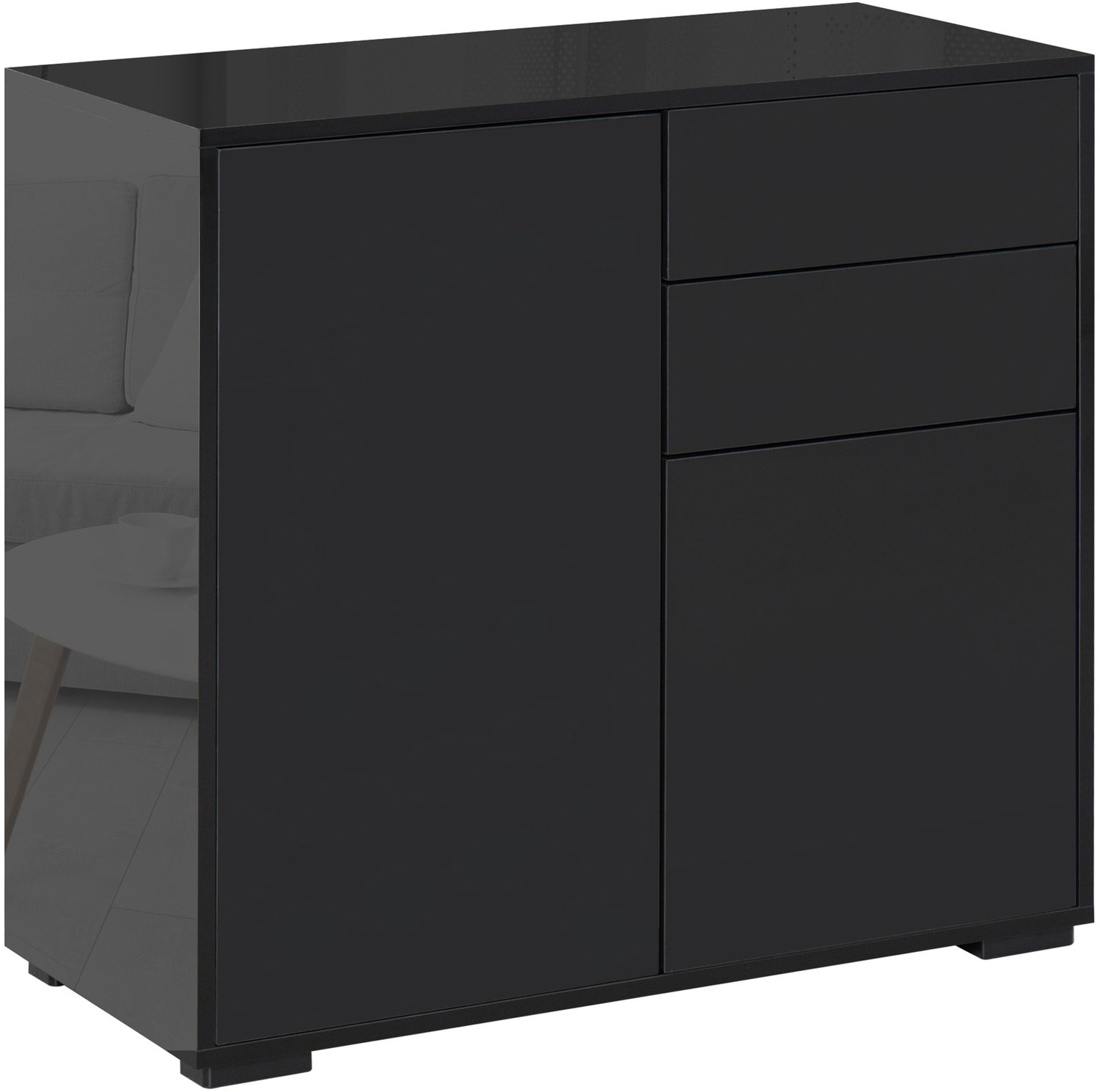 Homona Dressoir - Met 2 lades en 2 deuren - Met push-to-open systeem - 79 x 36 x 74 cm - Zwart