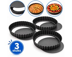 Tomec® Quichevorm set - 3 x 14 cm - Losse bodem - Voor quiche en taart