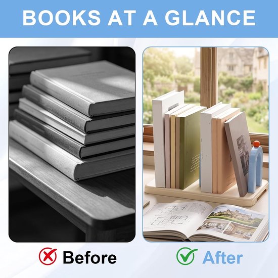Decoratieve Boekensteunen voor Planken en Bureau, Antislip Plastic Boekensteunen voor Thuis, Kantoor en School — afbeelding 4