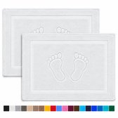 Komfortec Badmat Set - 2 stuks - Handdoek Dikte - Hotelkwaliteit - Zachte en Absorberende Douchemat/Handdoek - 50x80 cm - 100% Katoen - Wit