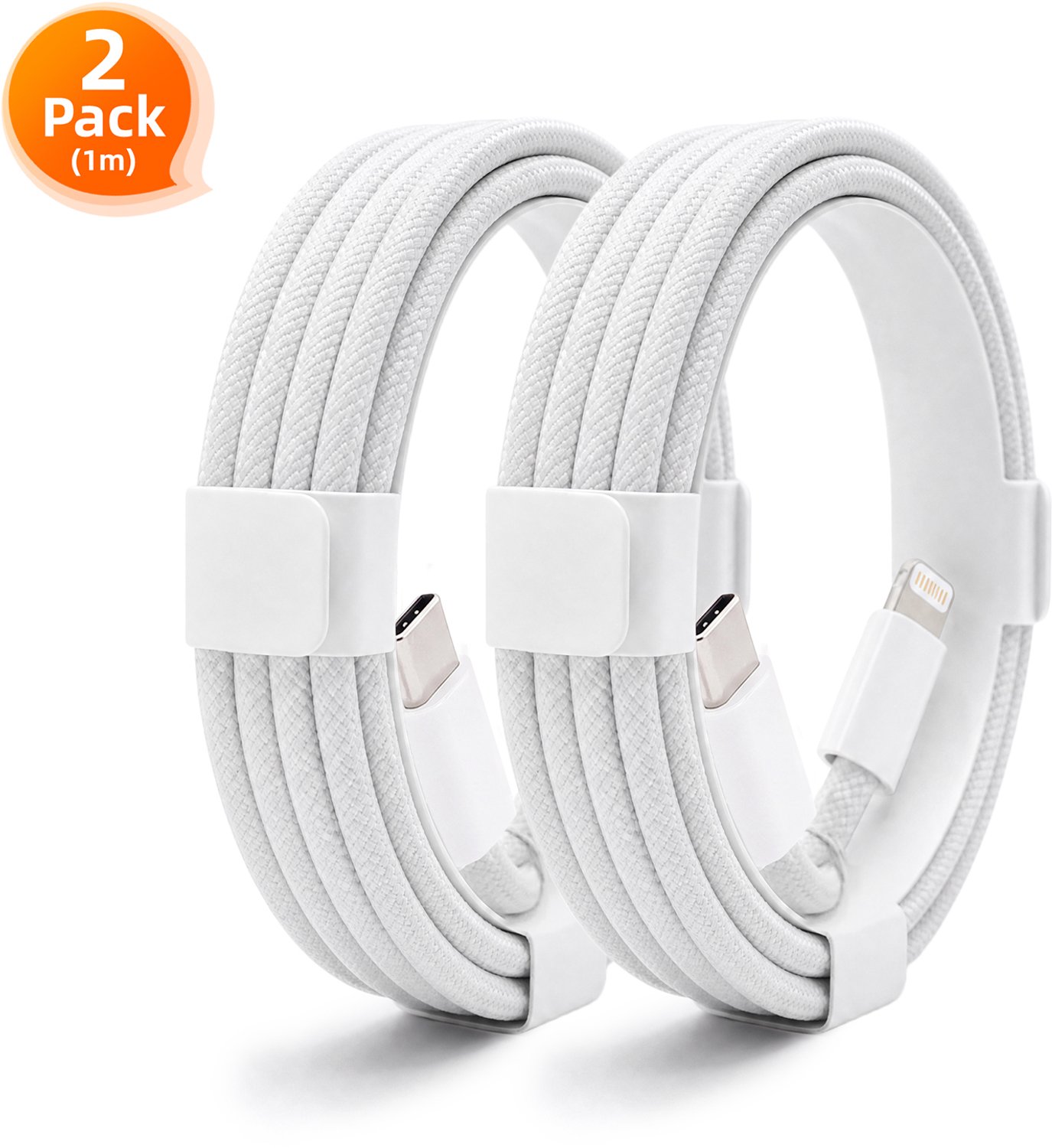 RAYOFI USB-C naar USB-L Kabel - 1 Meter - USB C to Lightning Kabel - Gevlochten Nylon - Oplader Kabel Geschikt Voor iPhone 14/13/12/11 Pro Max/XS MAX/XR/XS/X/8/7/Plus/6S - Grijs - 2 stuks