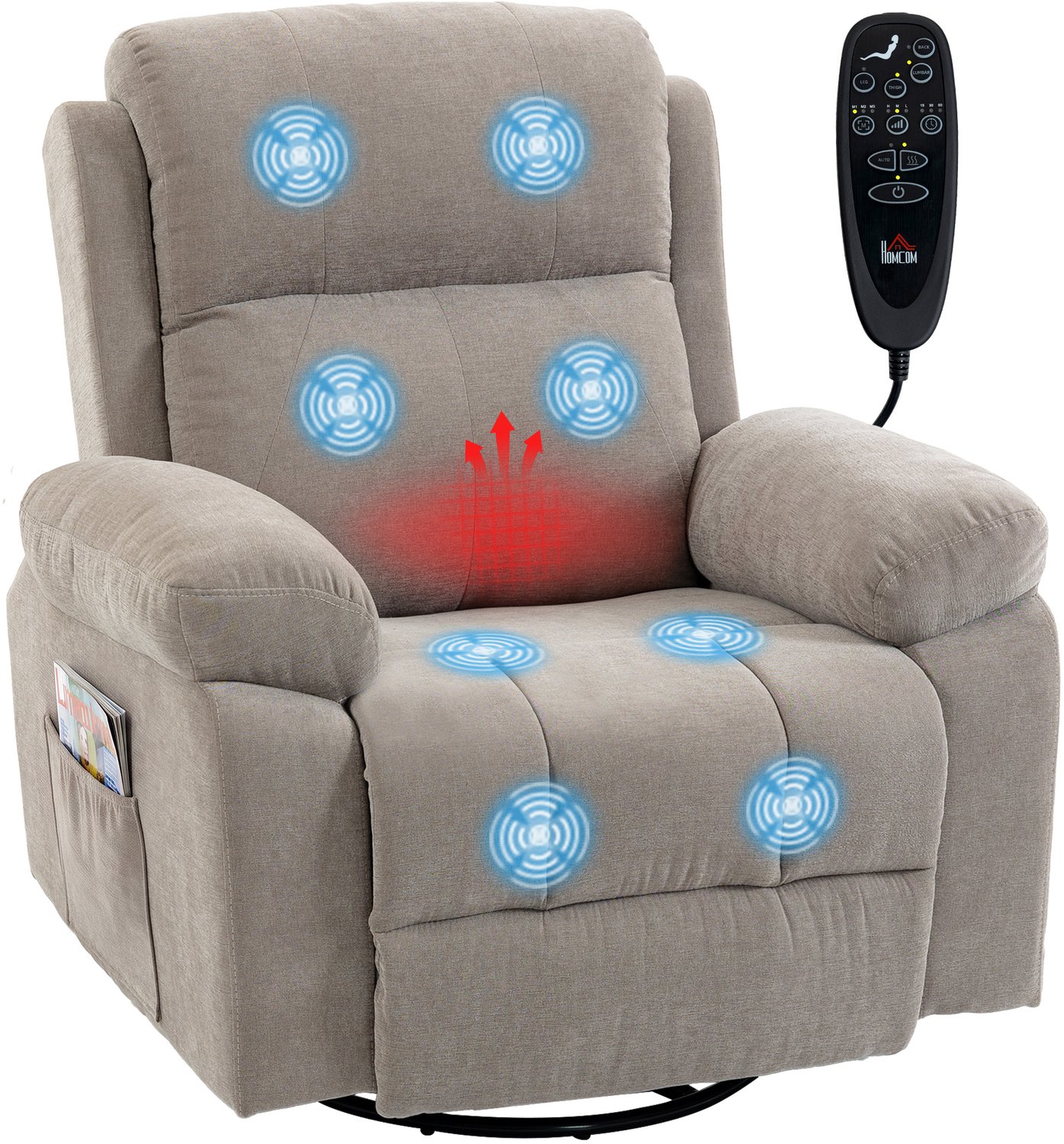 Homcom Massage Recliner Sofa-Chenille-97 x 97 x 104 cm-Beige