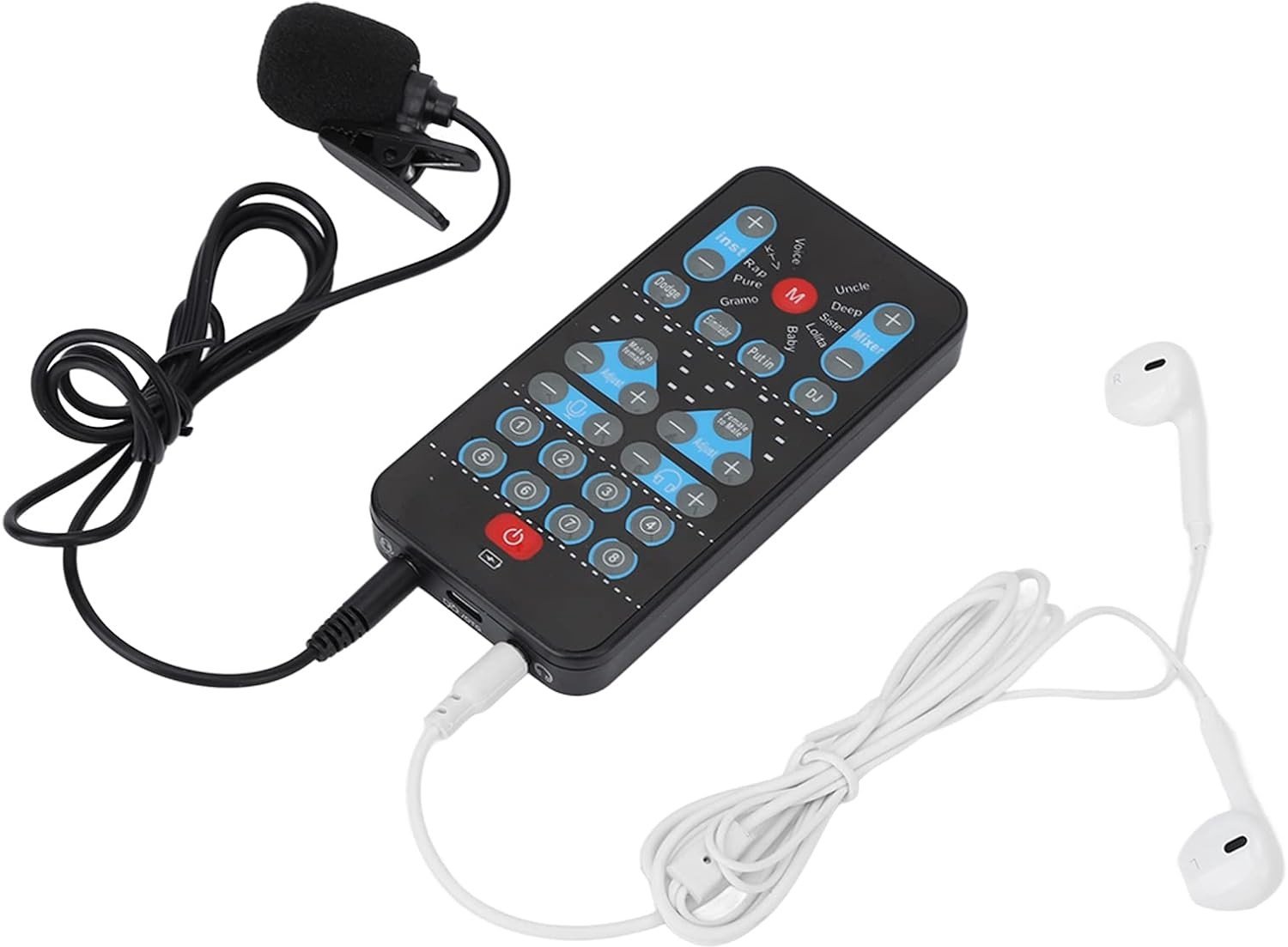 Handheld Geluidskaart met Mini Stemveranderaar en 8 Geluidseffecten voor Live Streaming en Opnames op Mobiele Telefoons en Computers