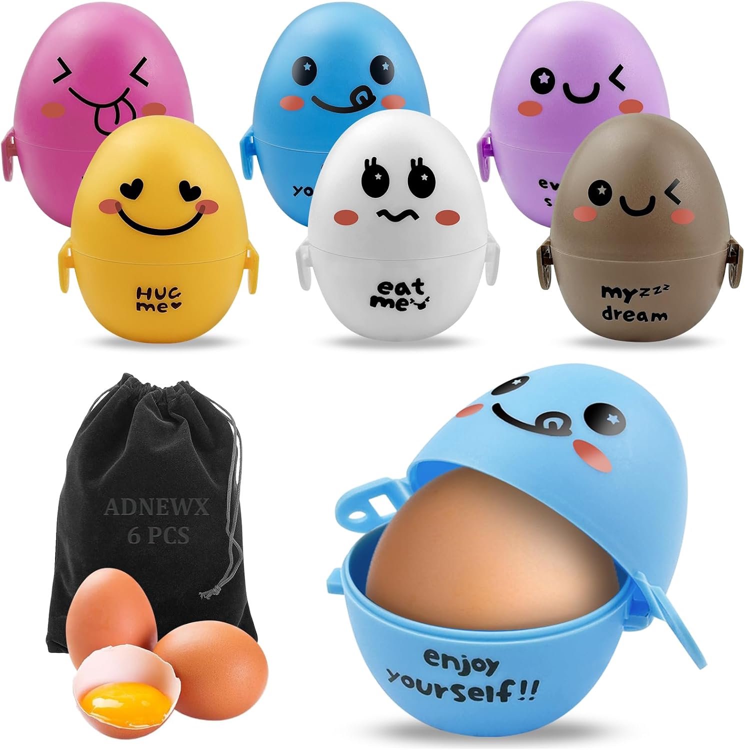Eieropbergdoos, 6 stuks, draagbaar, plastic, lekvrij, schokbestendig, eierbox met opbergtas voor outdoor, picknicks, wandelen, eieropslag