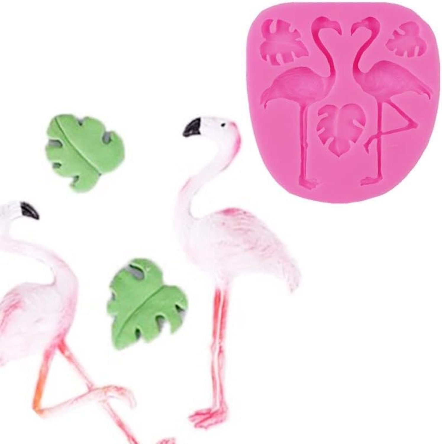 Fondant Schimmel 2 Stks Flamingo Fondant Taart Siliconen Mal Monstera Blad Chocolade Bakken Diy Gereedschap