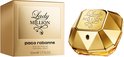 Lady Million Eau de Parfum van Paco Rabanne, 50ml, met bijpassende gouden doos.