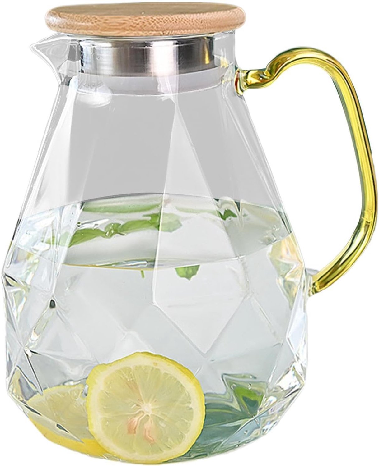 Kan met deksel - 2 l capaciteit drankcontainer handvat, heldere thee waterkannen, hittebestendige drankserver | Koud water thee koffiesap voor koelkast keuken kantoor eetkamer
