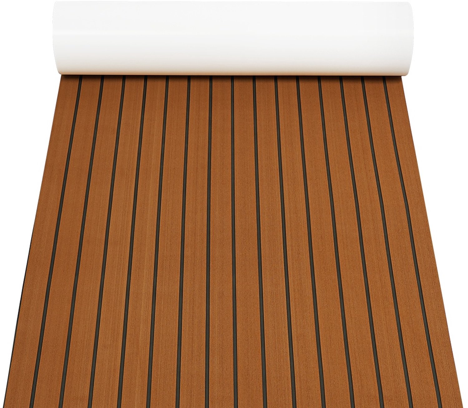 EVA-Schuim Bootdekmat - 240x90 cm - 6 mm Dik - Bruin met Zwarte Strepen - Zelfklevend Waterdicht Antislip - Dekmat