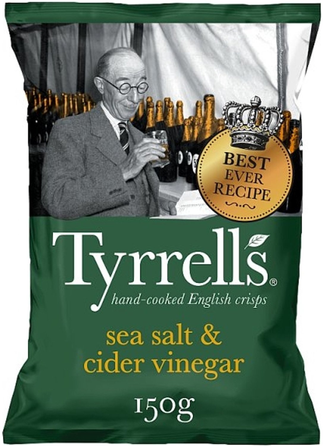 Tyrrells Crisps Sea Salt & Cider Vinegar - Chips - Uitdeeldoos - 8 x 150 g