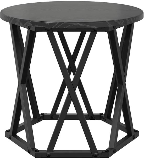 Nesting bijzettafel 3 stuks zwart eiken look met stalen frame voor woonkamer lounge praktische legplank — afbeelding 5
