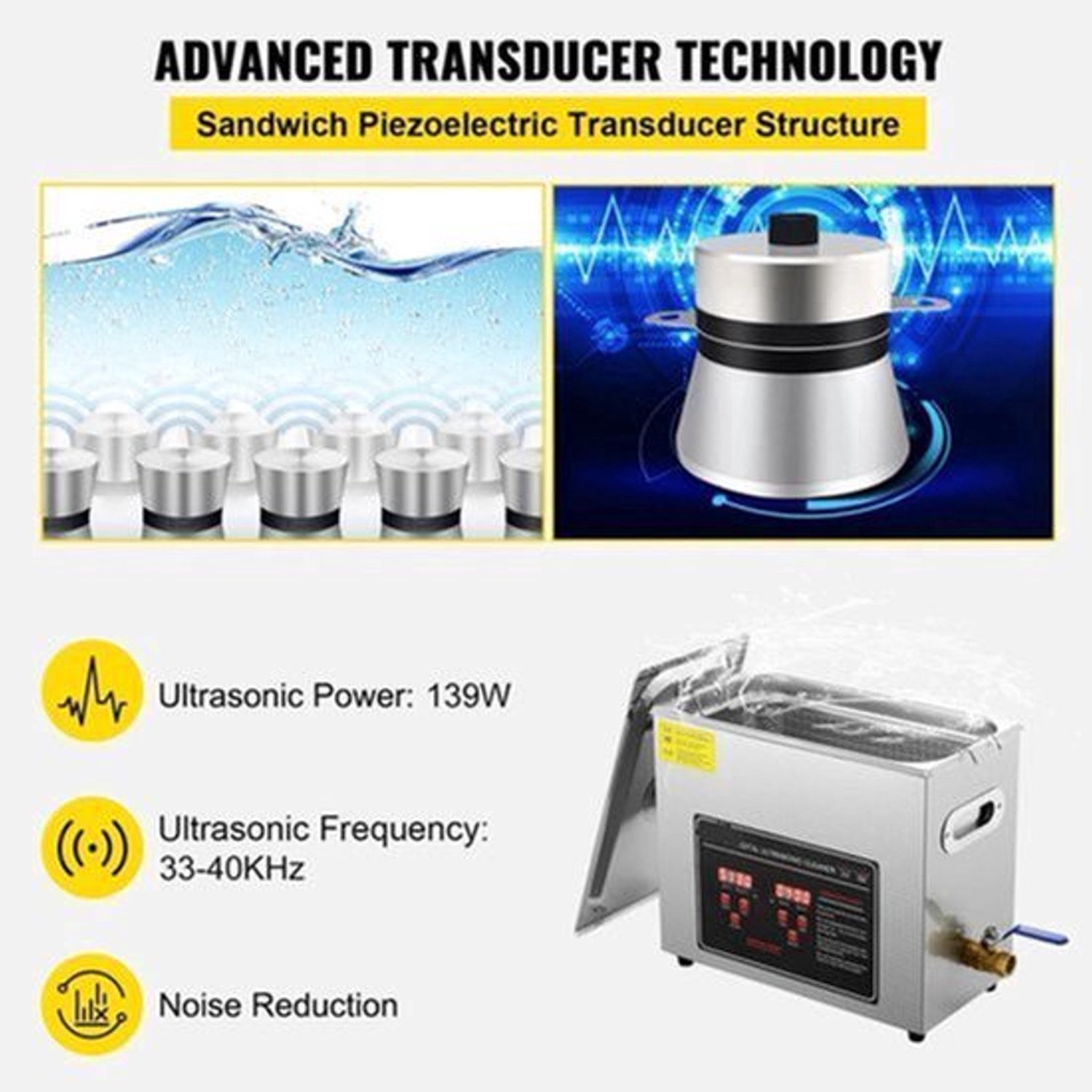 Ultrasoon Reiniger - Reinigingsapparaat voor Sieraden en Brillen - 22L - Ultrasone - Ultrasonic Cleaner - met Digitale Timer en Verwarming - Grote Roestvrijstalen Reinigingsmachine -voor Professioneel Gebruik