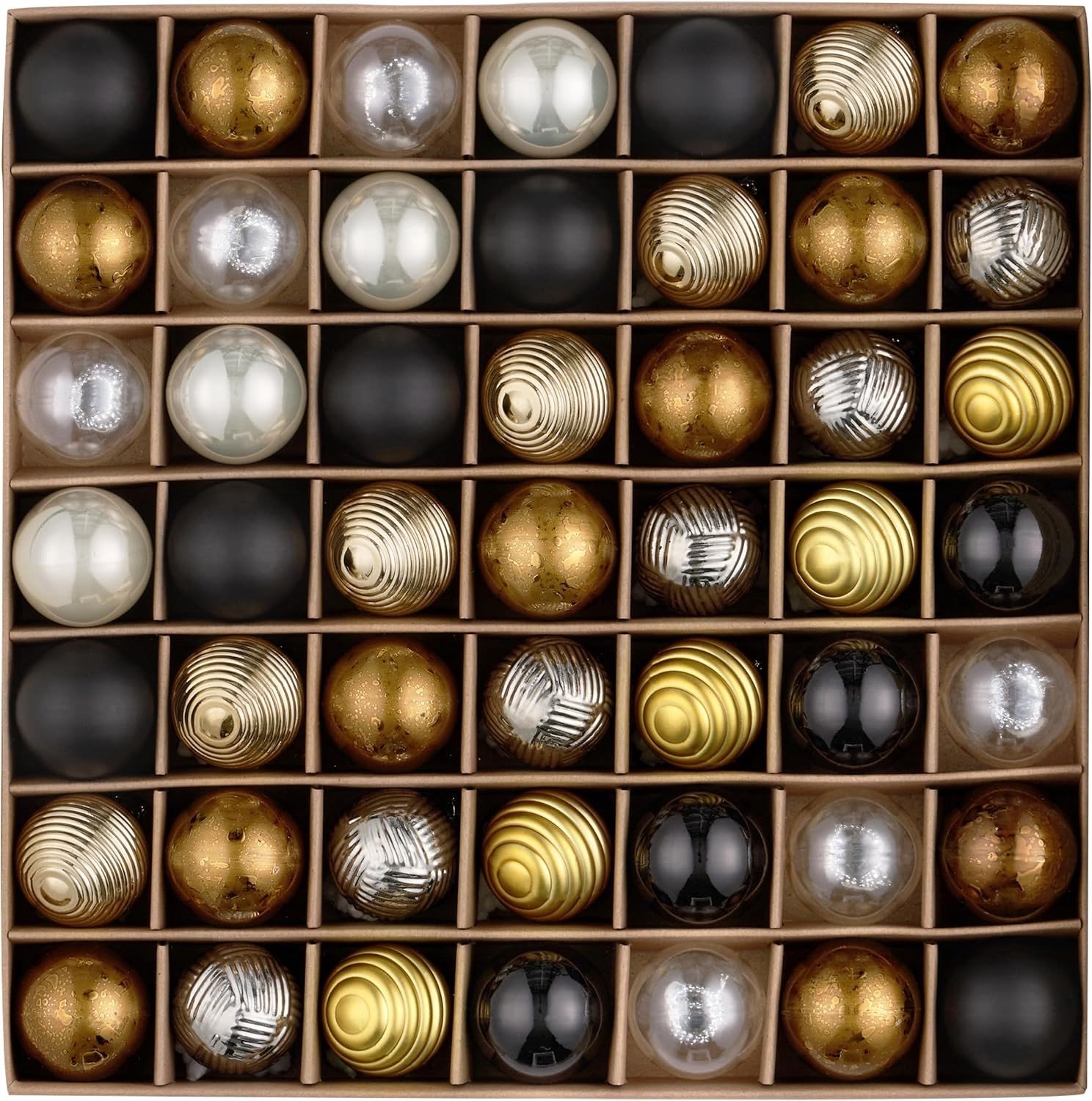 49 Stuks Kerstballen 3 cm - Schokbestendige Kerstdecoraties voor de Kerstboom met Hangertjes (Zwart en Goud)