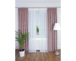 Kant-en-klare fluwelen gordijn in gedempt roze - 145x250cm