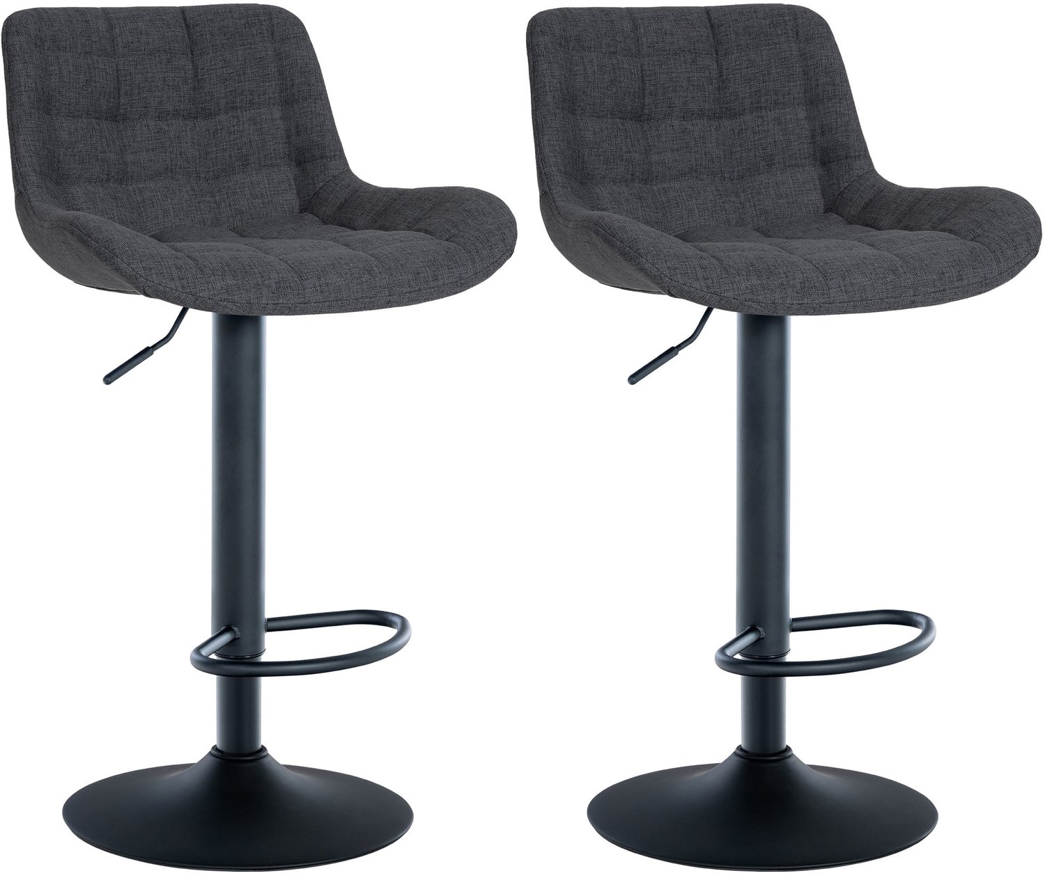 Luxe Comfort Barkruk - Set van 2 - Verstelbaar - Stof - Zwart