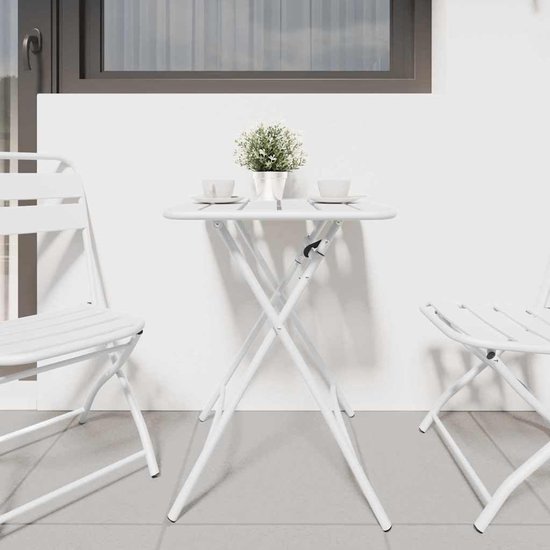 Inklapbaar, 55 x 55 x 72,5 cm, van gepoedercoat staal, robuuste outdoortafel voor tuin en terras — afbeelding 2