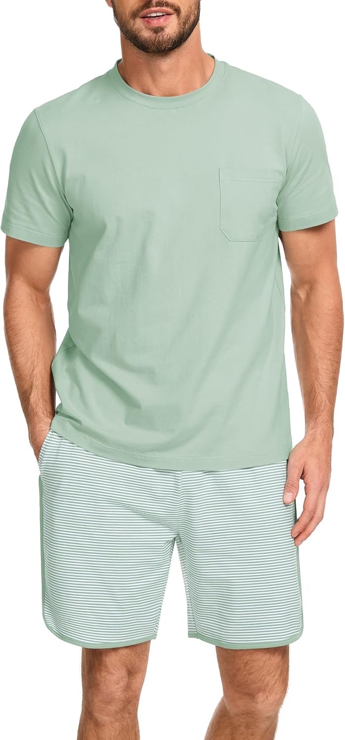 Pyjama heren korte strepen pyjama set zomer katoen pyjama voor mannen nachtkleding shorty tweedelige pyjama's