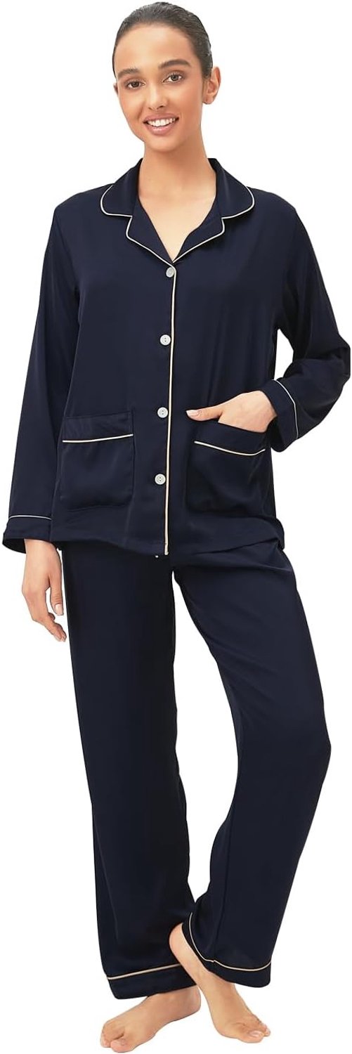 Korte Mouwen Pyjamaset van Licht Elastisch Satijn – Zomer Maat S-2XL
