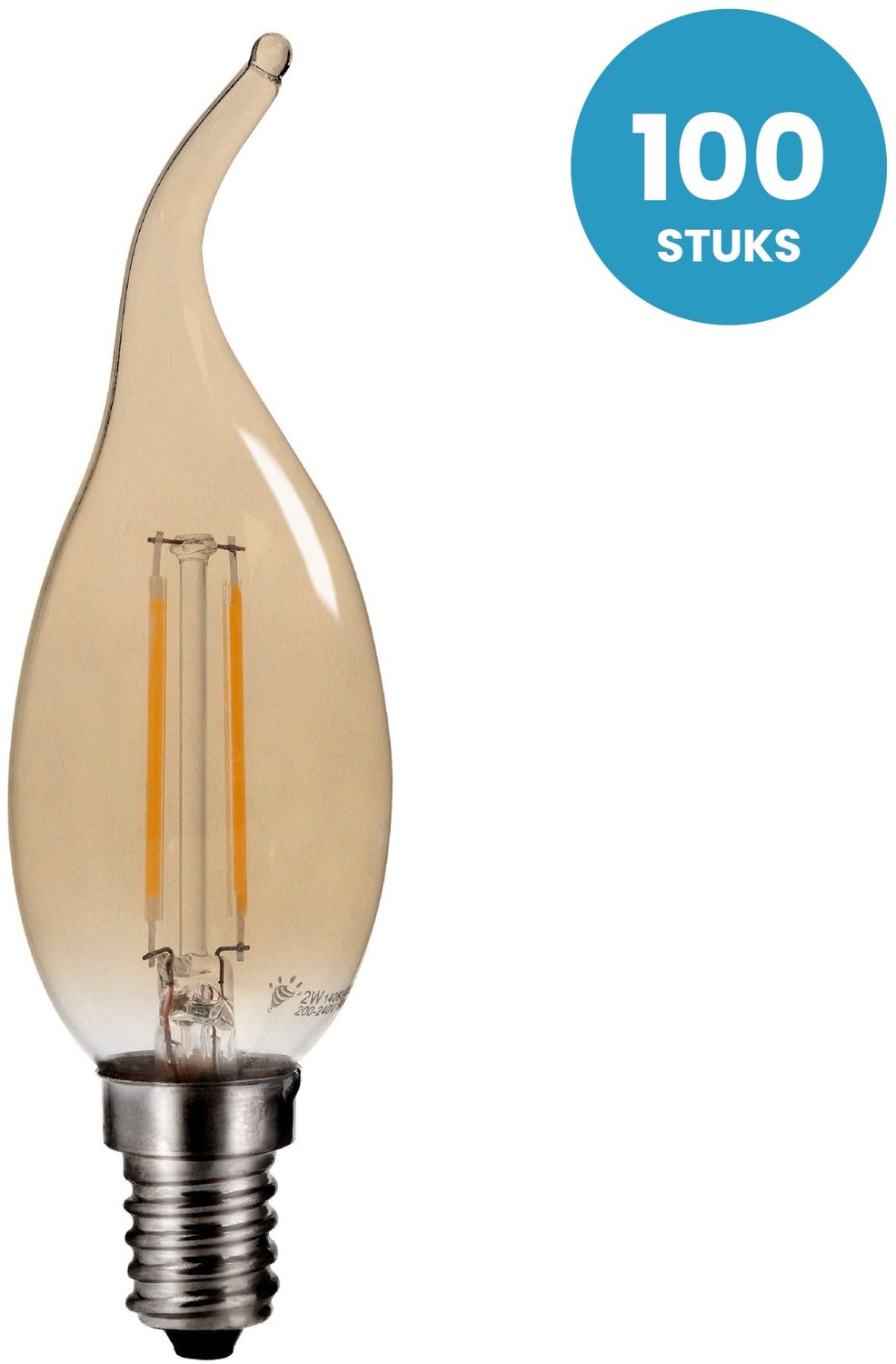 Tipkaarslamp E14 C35 - LED 4W=25W - 360 Lumen - Amber 2200K - 100 stuks - 230V - niet dimbaar