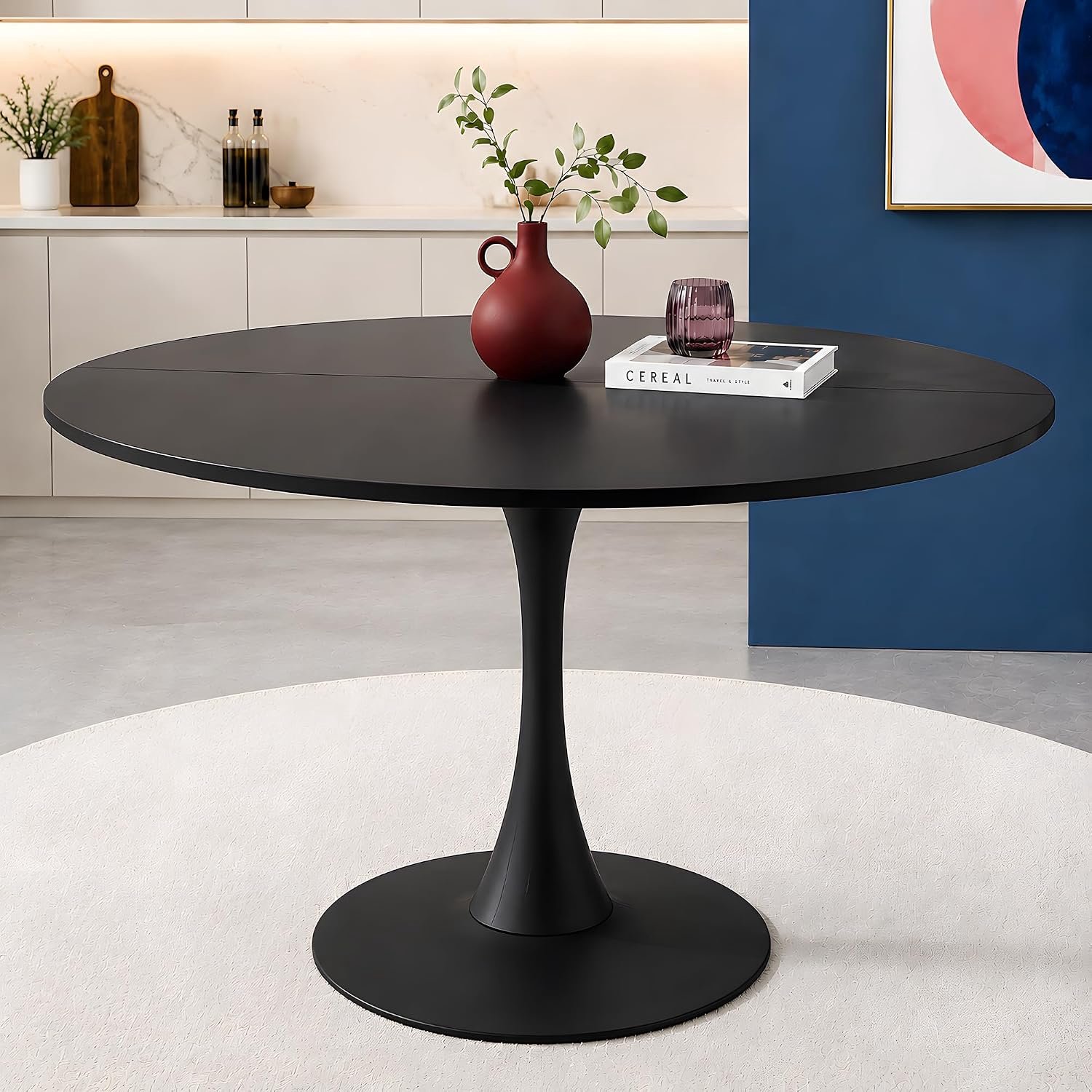 Eettafel 110 cm voor 4-6 personen, zwarte moderne keukentafel