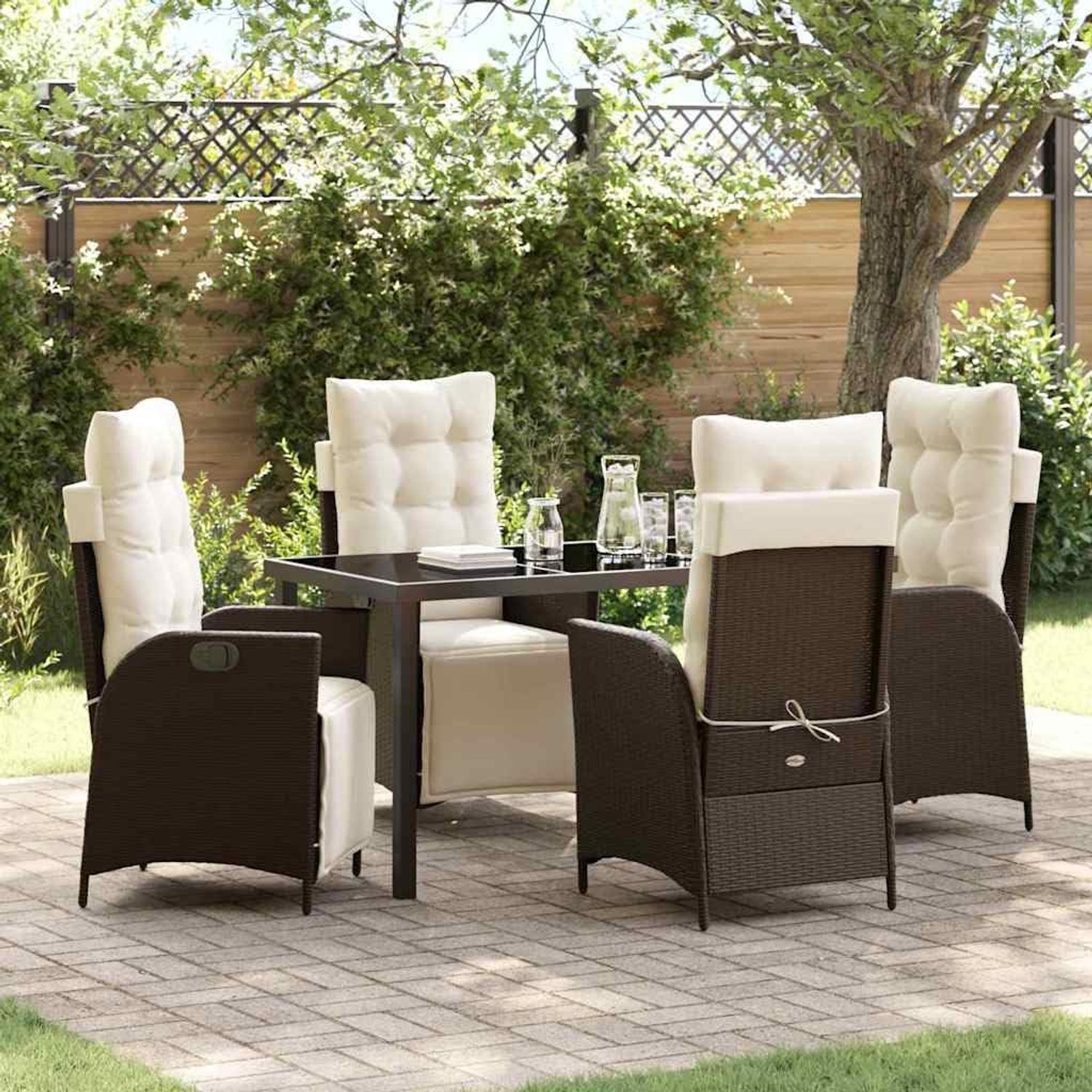Poly rattan tuinset modern bruin 5 delig
