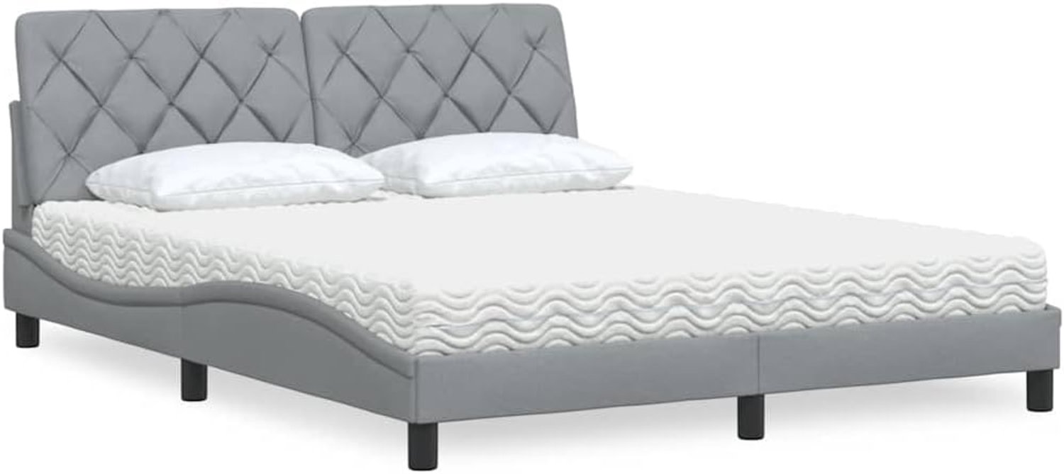 Stoffen bed met schuimmatras slaapkamer 160x200 cm lichtgrijs