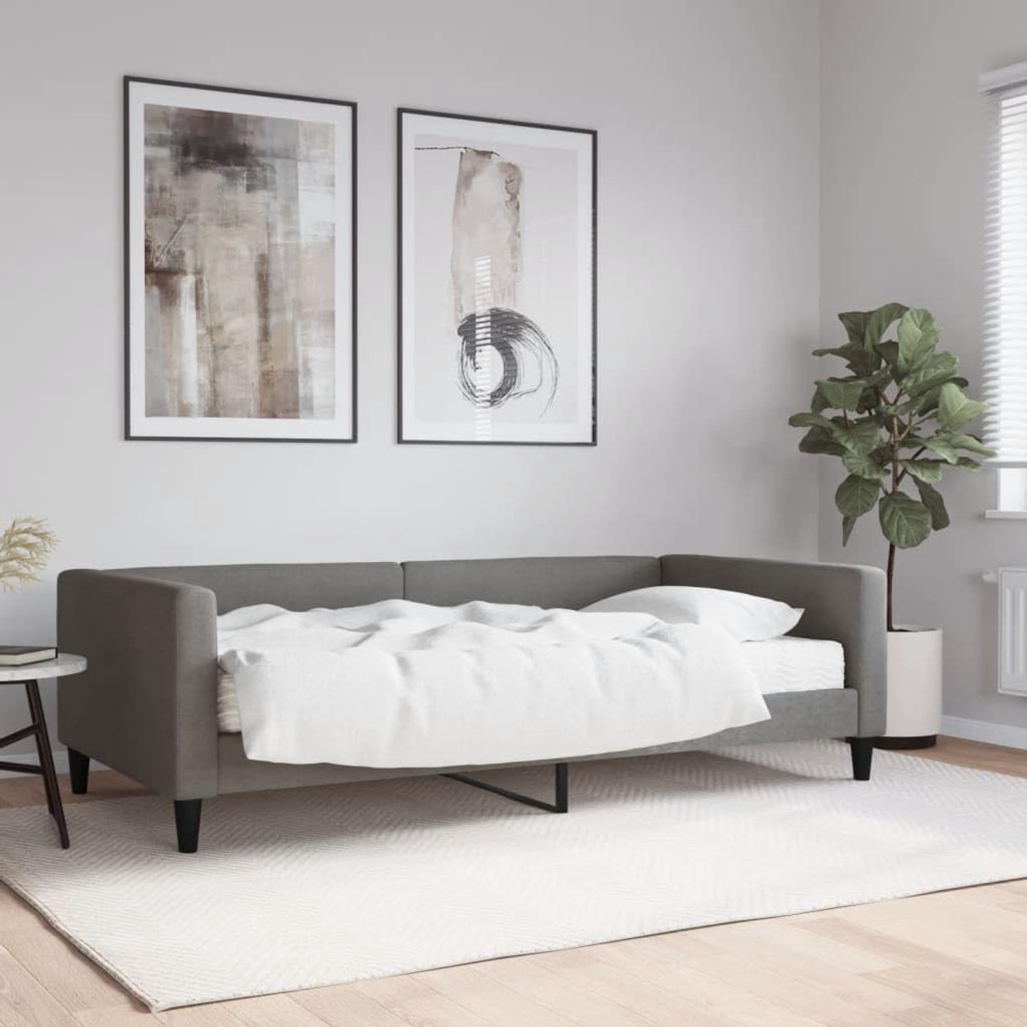 2 in 1 schuimmatras slaapbank donker grijs 100x200 cm