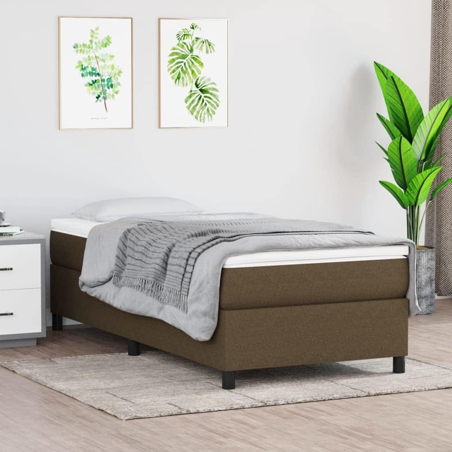 Boxspringbed pocketvering matras donkerbruin 90x190 cm