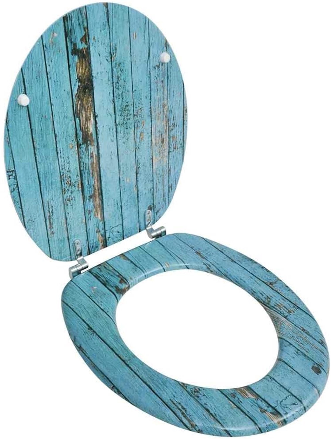MDF hout design blauw toiletdeksel met verstelbare chroom-zink scharnieren 43,7 x 37,8 cm voor alle gangbare toiletten