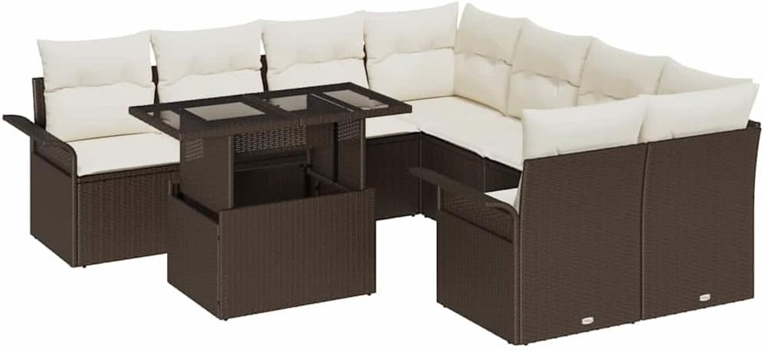 Sofa Set 9 st Bruin poly rattan