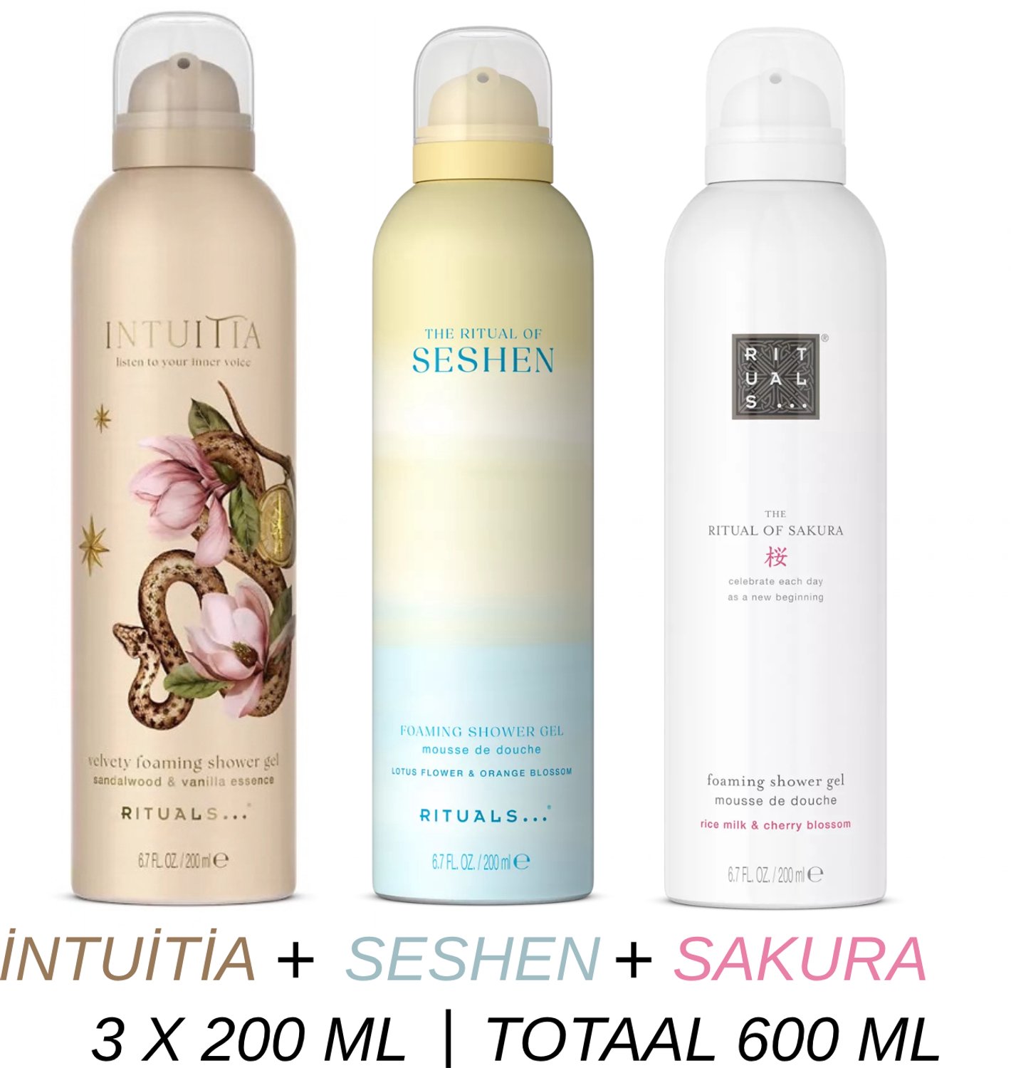 Rituals - Shower Gel Value Set - Intuitia + Seshen + Sakura - 3 x Shower Gel 200 ml = 600 ml - Douchegel - Doucheschuim