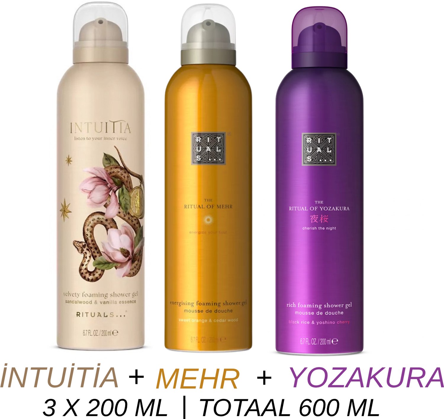 Rituals - Shower Gel Value Set - Intuitia + Mehr + Yozakura - 3 x Shower Gel 200 ml = 600 ml - Douchegel - Doucheschuim