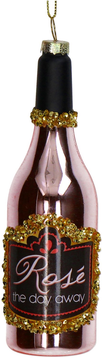 Ornament kerstbal Rozenfles Glas Roze 15.5 cm HD Collection