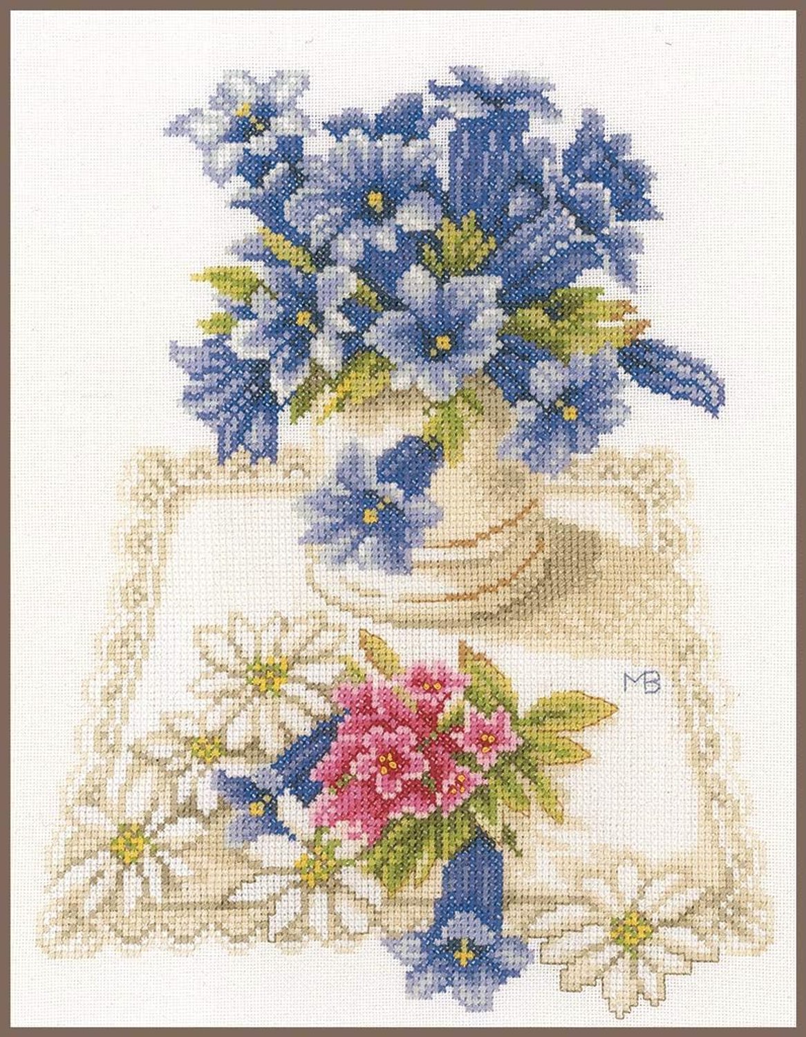Gentiaan, kruissteekverpakking met telpatroon, katoen, meerkleurig, 23 x 28 x 0,3 cm
