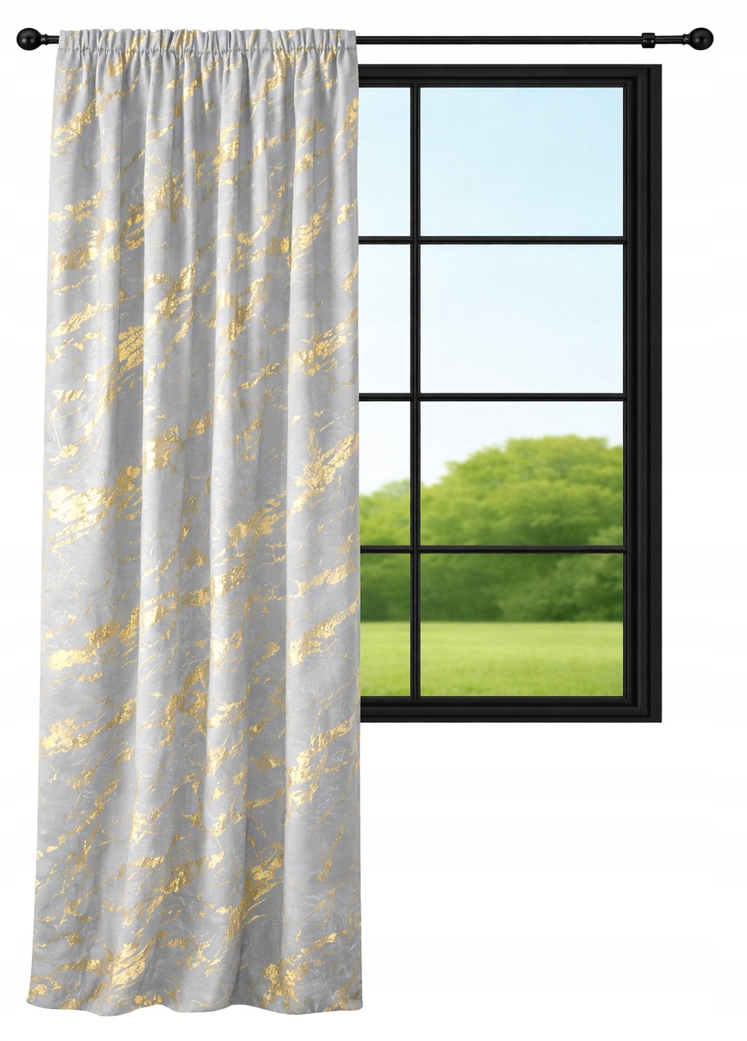 NOW-ART Luxe Velours Gordijn 140x220cm - Marmer Goud Effen Grijs