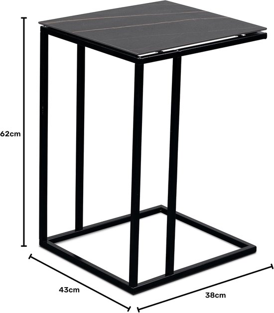 Bijzettafel Jon, 38x62x43cm, zwart — afbeelding 2